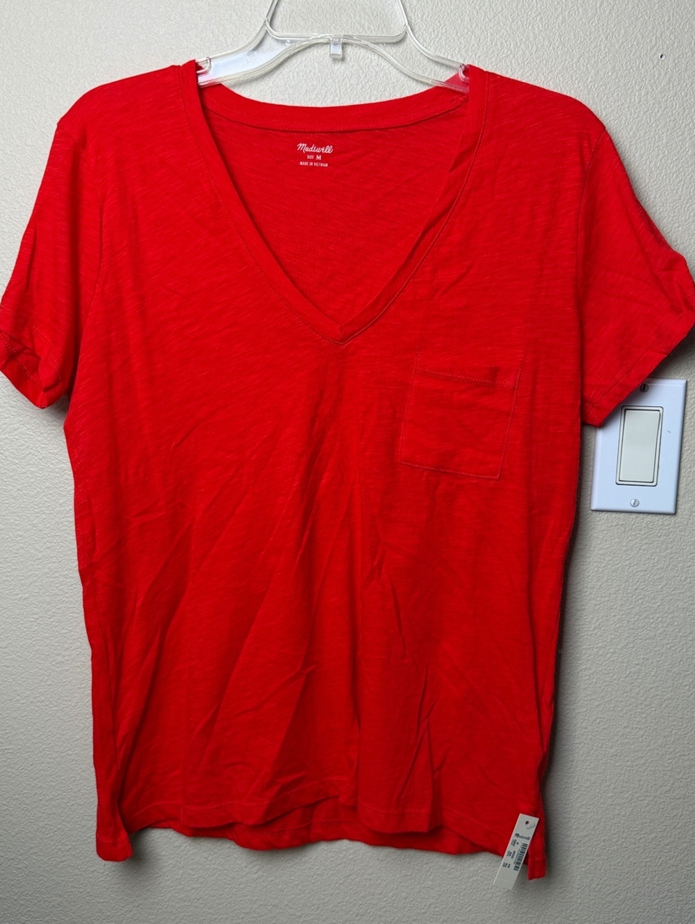 Madewell Red V-Neck Tee